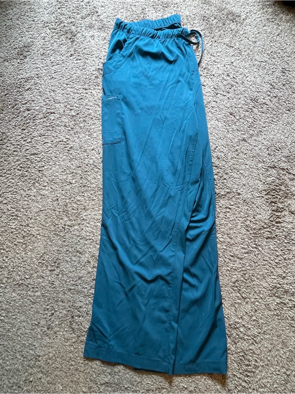 healing hands Teal Boot Cut Scrub Pants with Drawstring